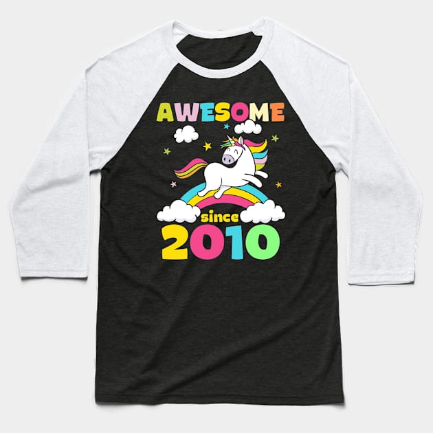 Cute Awesome Unicorn Since 2010 Funny Gift Baseball T-Shirt by saugiohoc994